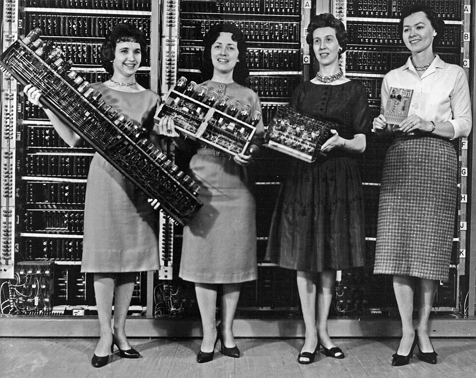 File:Women holding parts of the first four Army computers.jpg