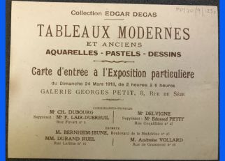 >Image Credit: John Maynard Keynes's admission ticket to the auction of the Edgar Degas estate (Paris, 1918), King's College Archive, University of Cambridge, the Keynes Papers, PP/70/9, Jason Zweig photo, reproduced by kind permission of the Provost and Scholars, King's College, Cambridge